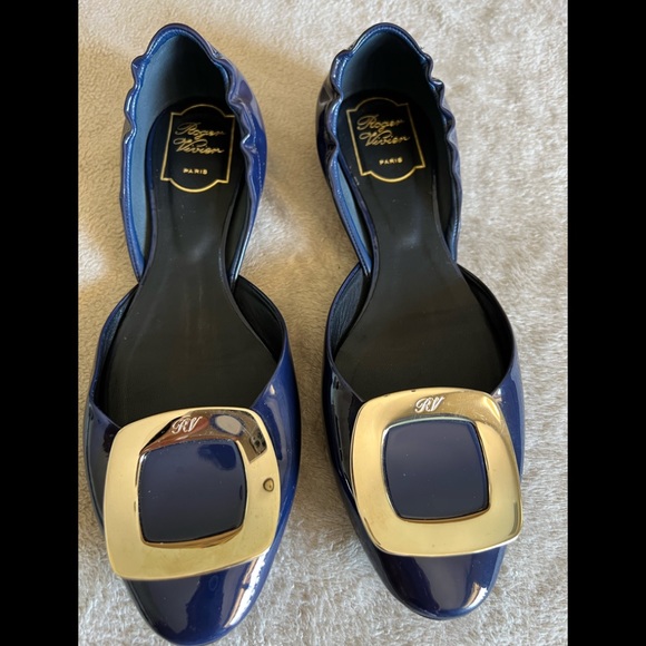 Roger Vivier blue  flats, size 8 US size very good condition - Picture 3 of 11